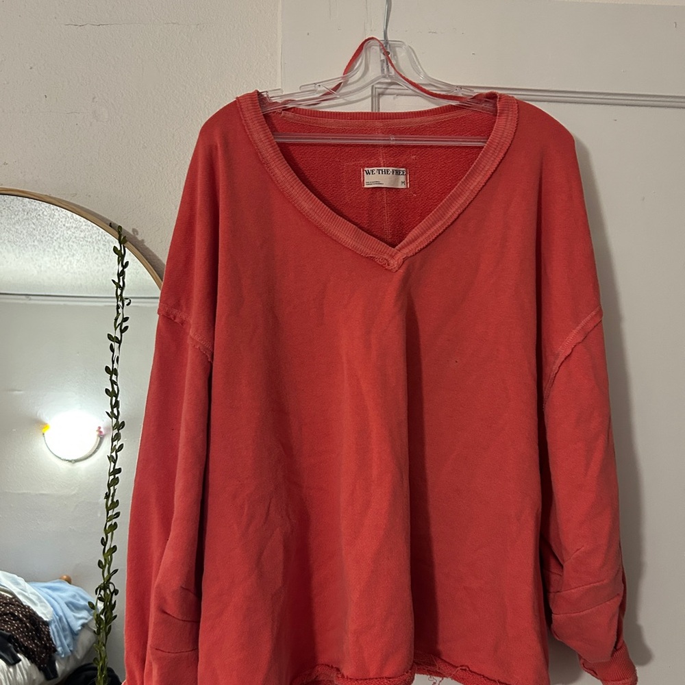 We The Free V-Neck Red Sweatshirt